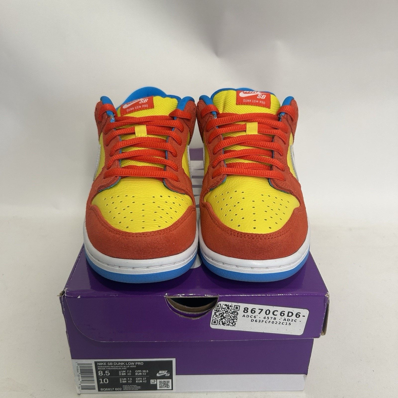 Nike Nike SB Dunk Low “Bart Simpson/Habanero Red White-Blue” Size US 8.5 / EU 41-42 - 2 Thumbnail