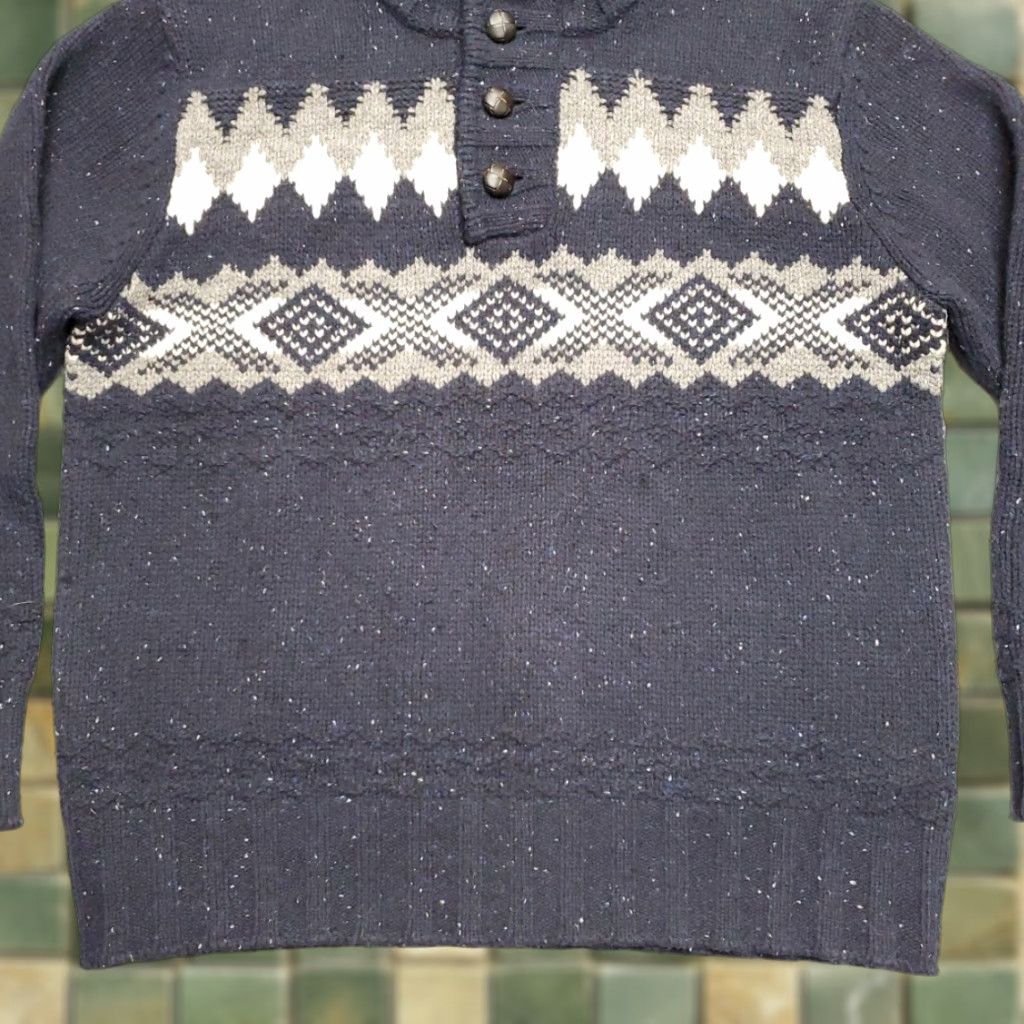 Eddie Bauer VINTAGE Eddie Bauer Sweater Mens L Blue 100% Lambs Wool Heritage Chunky Fair Isle Nordic Mens Size US L / EU 52-54 / 3 - 1 Thumbnail