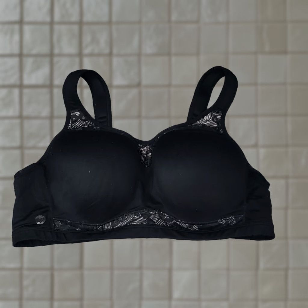 Vintage Livi Sports Bra Women Plus Size 40Dd Black High Support Underwired Padded Activewear