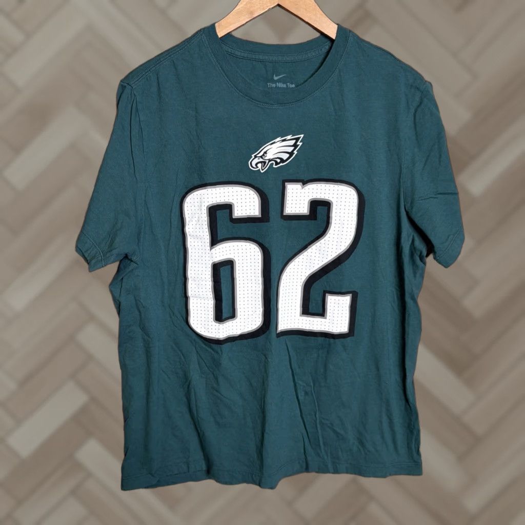 Nike Nike Mens T Shirt Large Jason Kelce Philadelphia Eagles Green Cotton Crew Neck Short Sleeve Mens Regular Fit Vintage: No Size US L / EU 52-54 / 3 - 1 Thumbnail