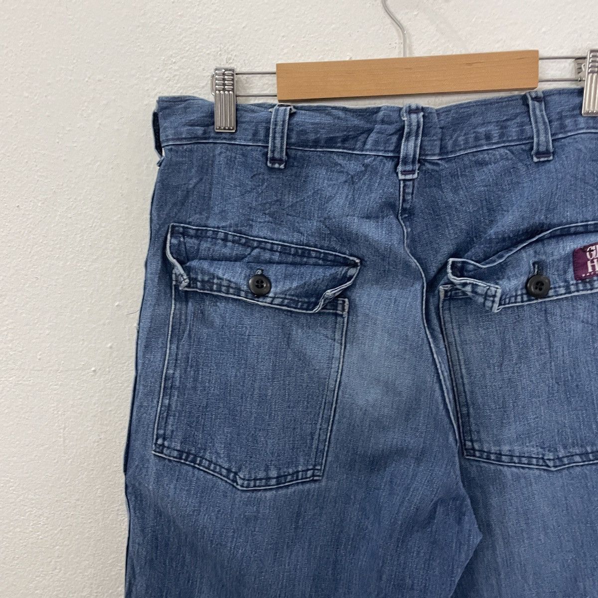Japanese Brand Vintage 90s Gun Ho Workwear Distressed Denim Jeans Size US 32 / EU 48 - 9 Thumbnail