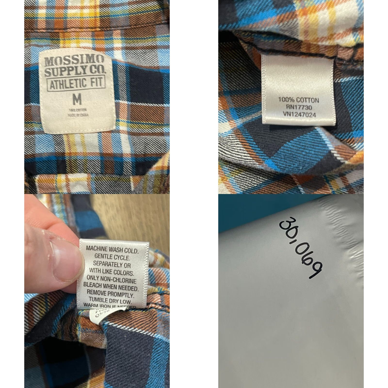 Mossimo Mossimo Shirt Men's Size Medium Blue Orange White Plaid Button Up Athletic Size US M / EU 48-50 / 2 - 8 Thumbnail
