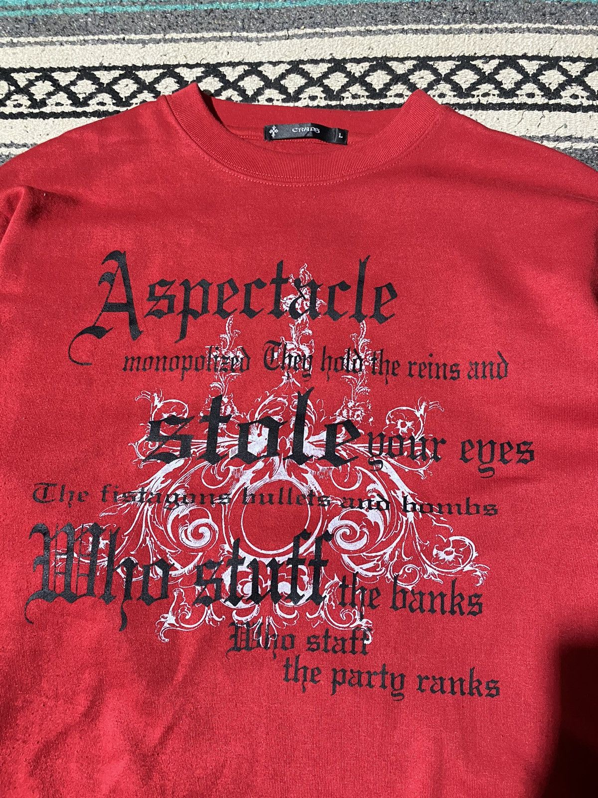 If Six Was Nine 2000s Craps - Poem Cross Red Sweatshirt Size US L / EU 52-54 / 3 - 2 Thumbnail
