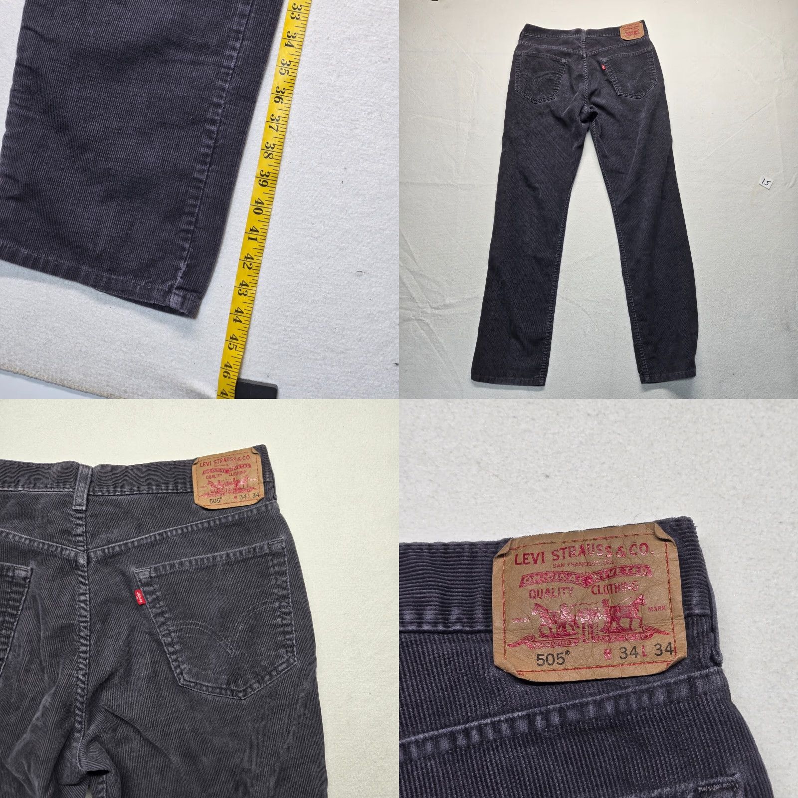 Levi's Levi's 505 Regular Fit Black Denim Jeans Adult Men's 34 x 34 Size US 34 / EU 50 - 8 Thumbnail