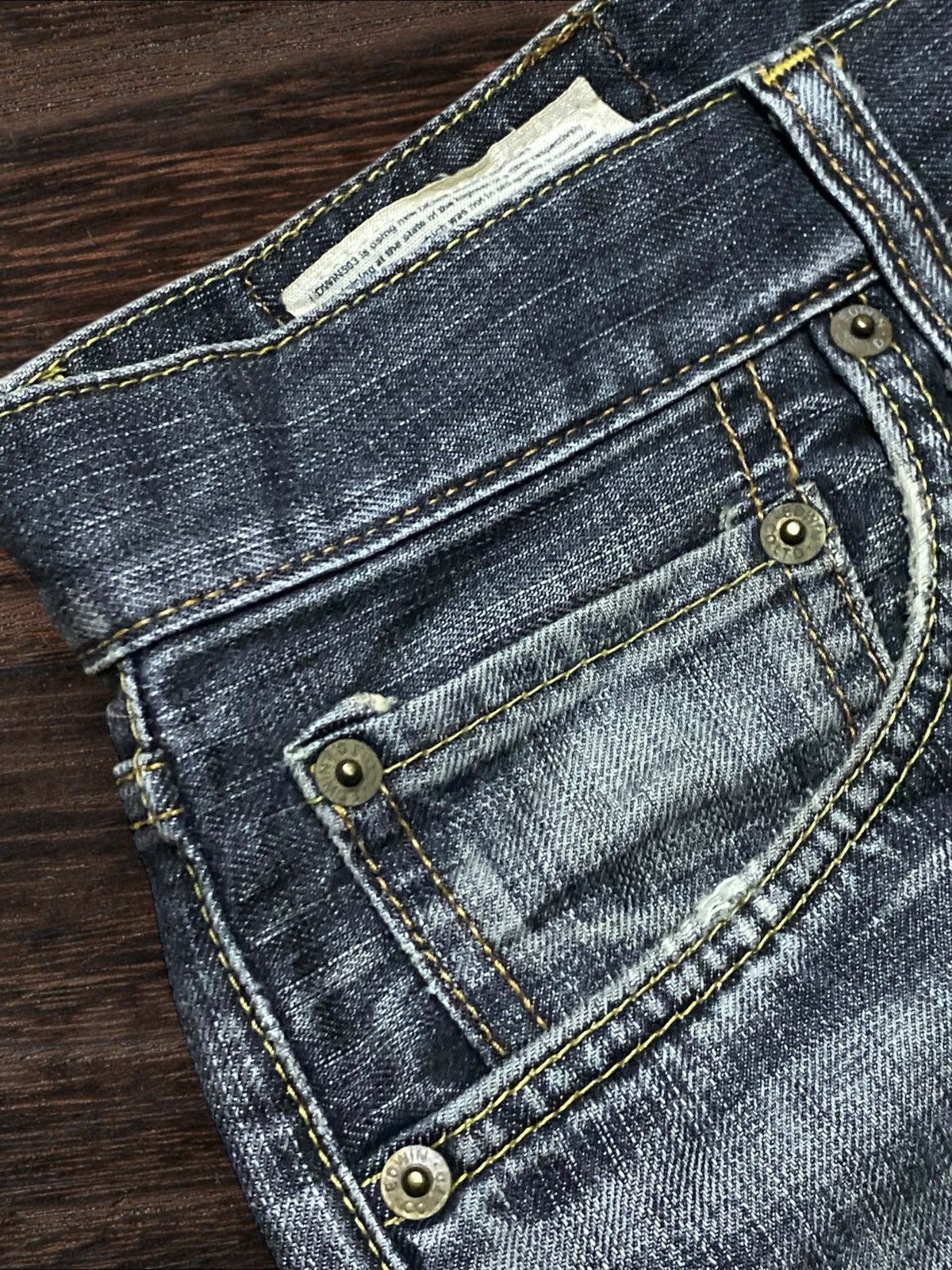 Japanese Brand Edwin 503 Denim Acid Wash Stain Distressed Loose Jeans Size US 30 / EU 46 - 13 Thumbnail