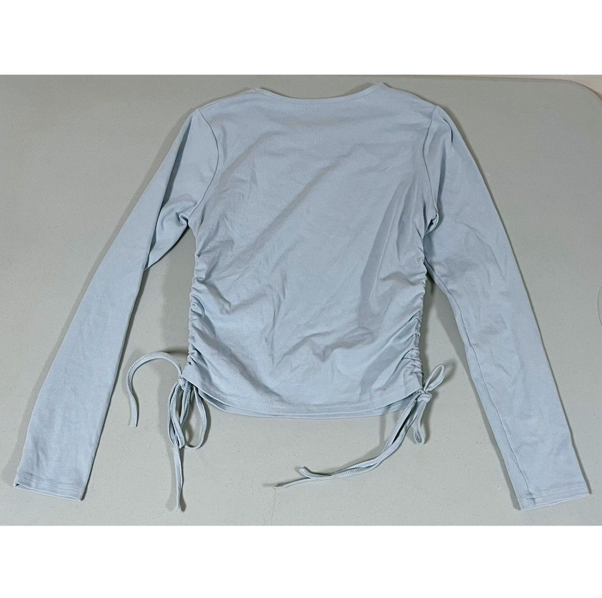 Japanese Brand Blue Ruched Long Sleeve Crewneck T-Shirt Top Tee Size S 🩵 Size S / US 4 / IT 40 - 5 Thumbnail