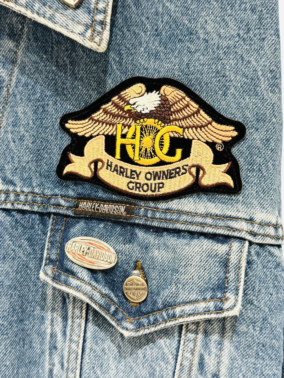 Harley Davidson Rare Vintage Harley Davidson Denim Patch Jacket Size US XL / EU 56 / 4 - 5 Thumbnail