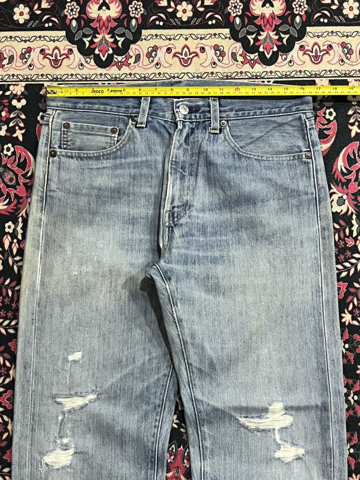 Levi's Levi’s 505 Big E Non Selvedge Made in Usa Distress Blue Jean Size US 32 / EU 48 - 13 Thumbnail