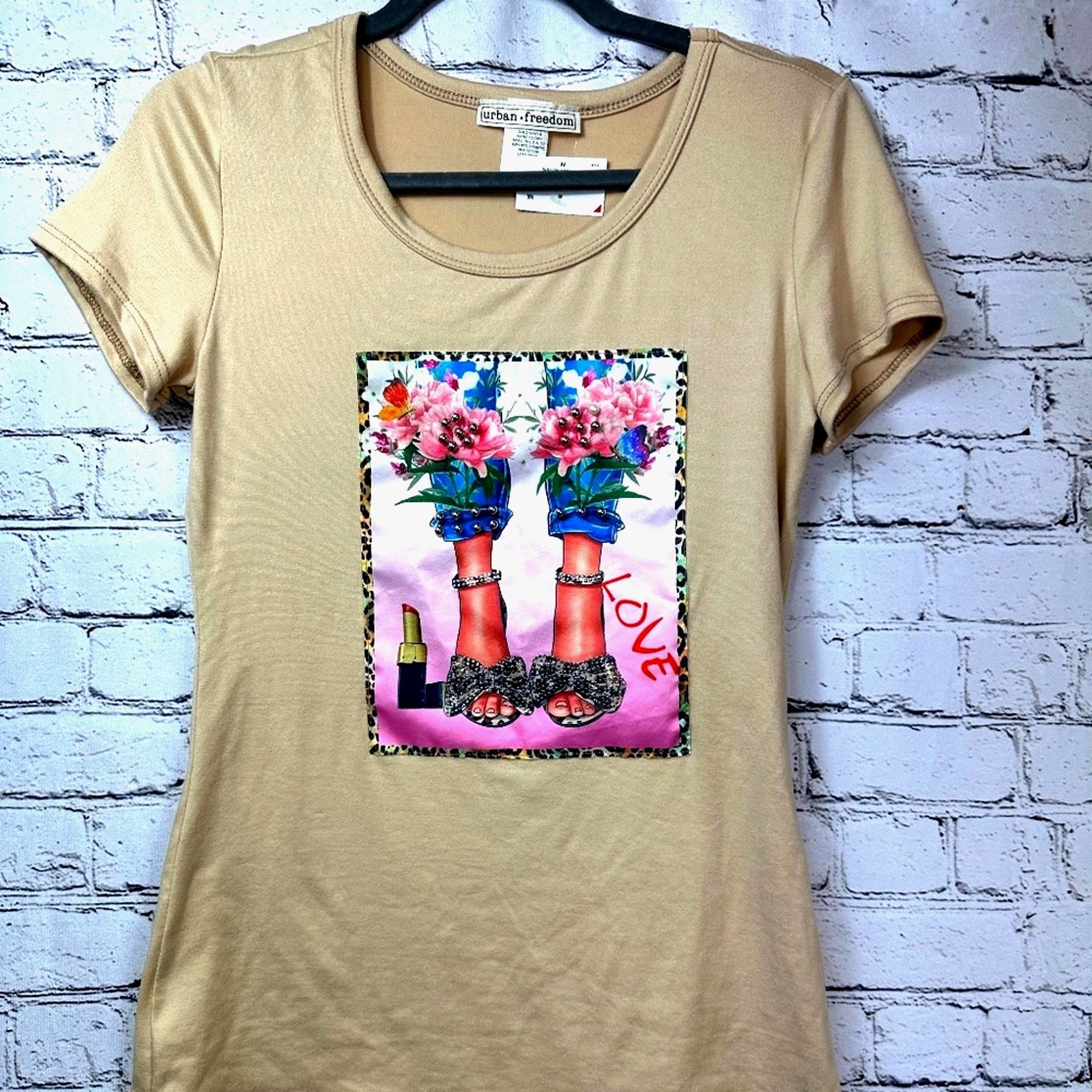 Other Studded Studs Urban Freedom Blinged Out Tee Shirt Beige M Size M / US 6-8 / IT 42-44 - 2 Thumbnail