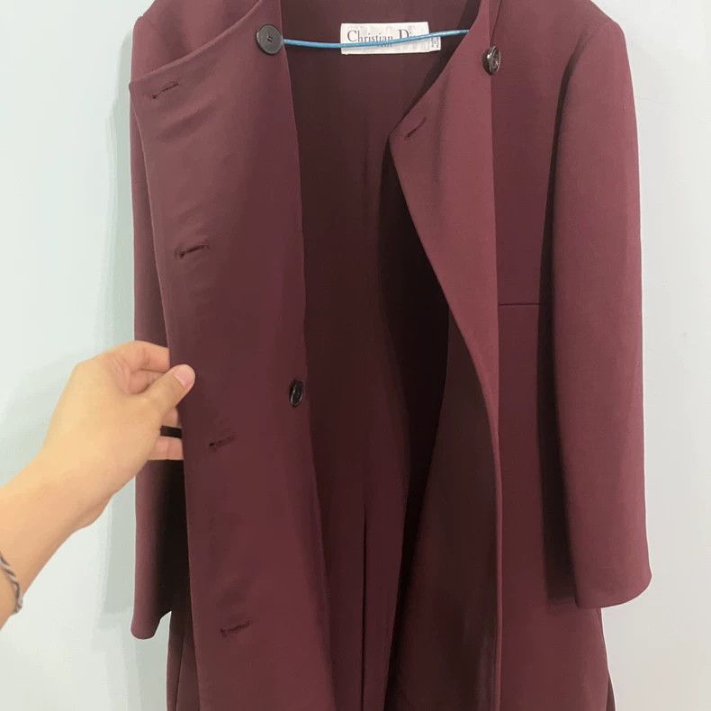 Dior Dior Burgundy wool coat Size XS / US 0-2 / IT 36-38 - 6 Thumbnail