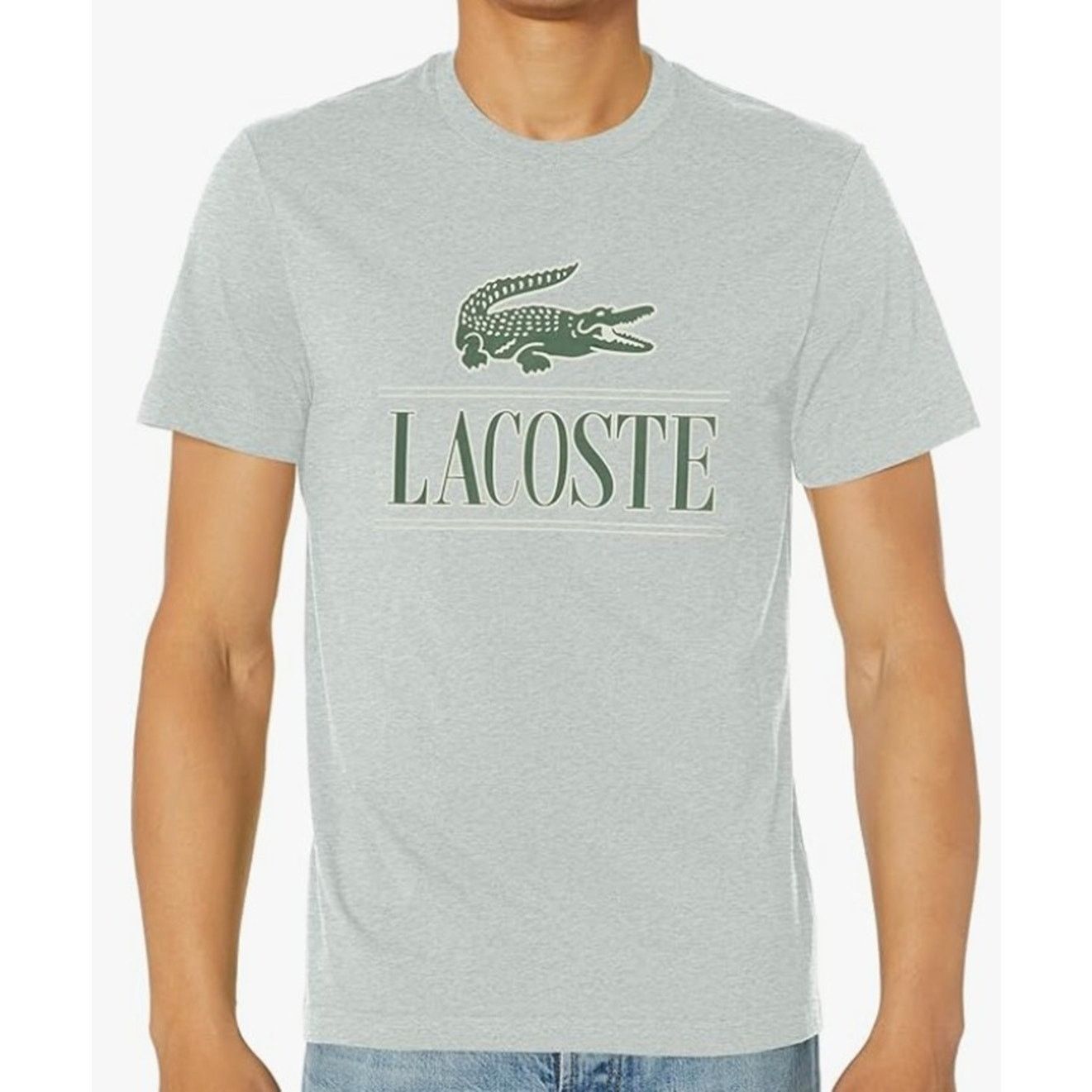 Lacoste Lacoste Men's Crew Neck Croc Graphic T-Shirt Argent Chine S Size US S / EU 44-46 / 1 - 1 Thumbnail