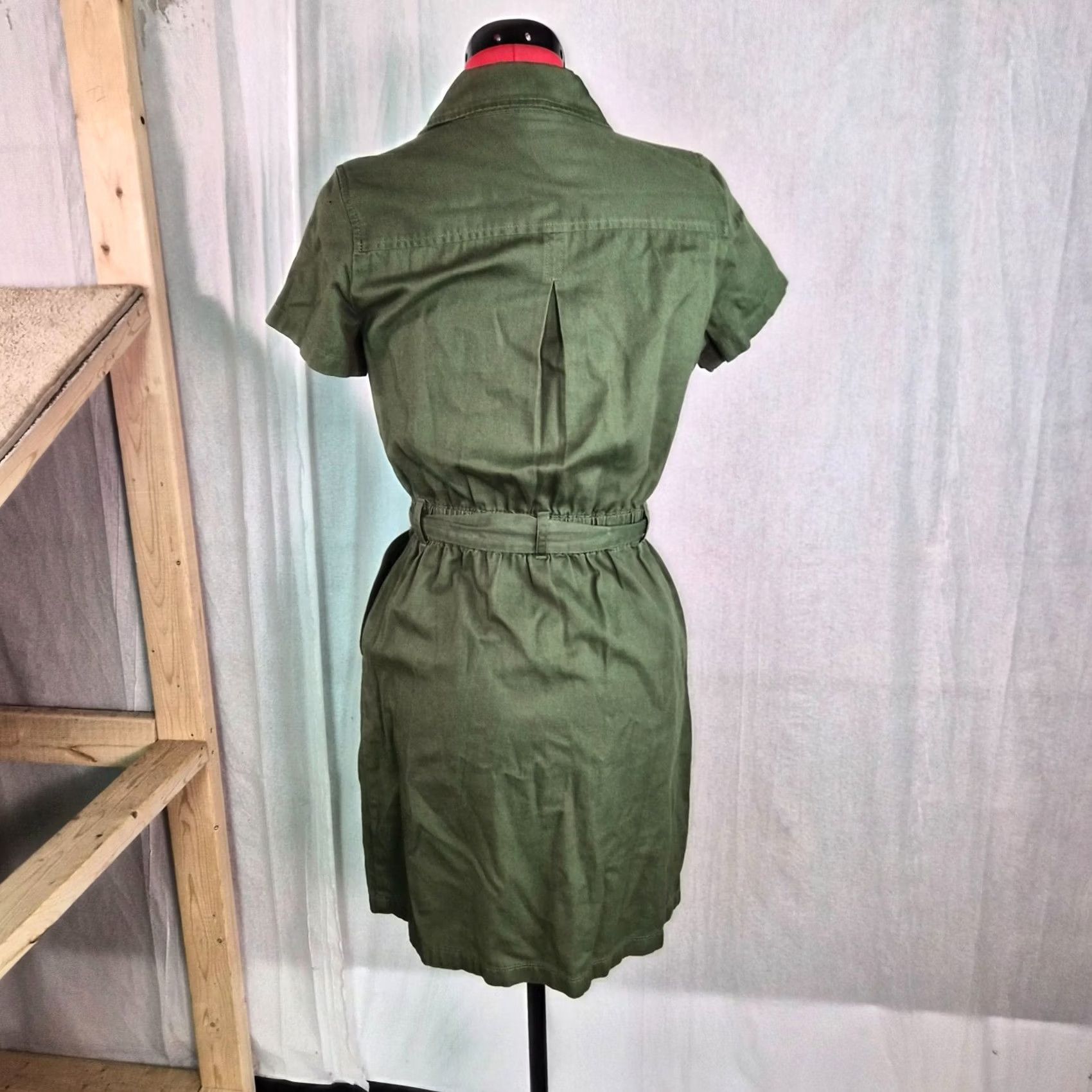 J.Crew J.Crew Button Front Canvas Dress Women Size 4 Green Utility Casual Safari G224 Size S / US 4 / IT 40 - 5 Thumbnail