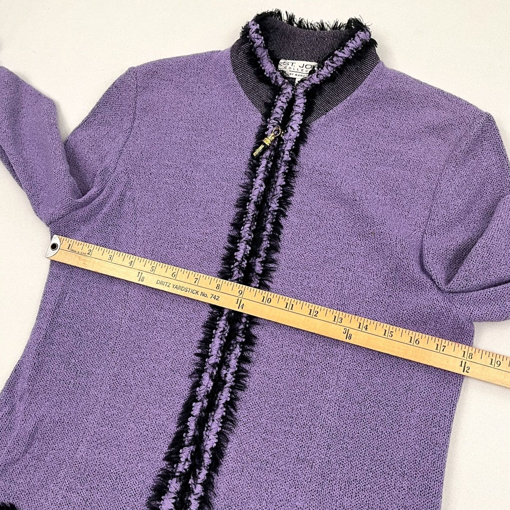 Vintage VINTAGE St John Blazer Womens Size 10 Purple Wool Boucle Knit Zip Fringe Academia Prep 90s Womens Size L / US 10 / IT 46 - 4 Thumbnail