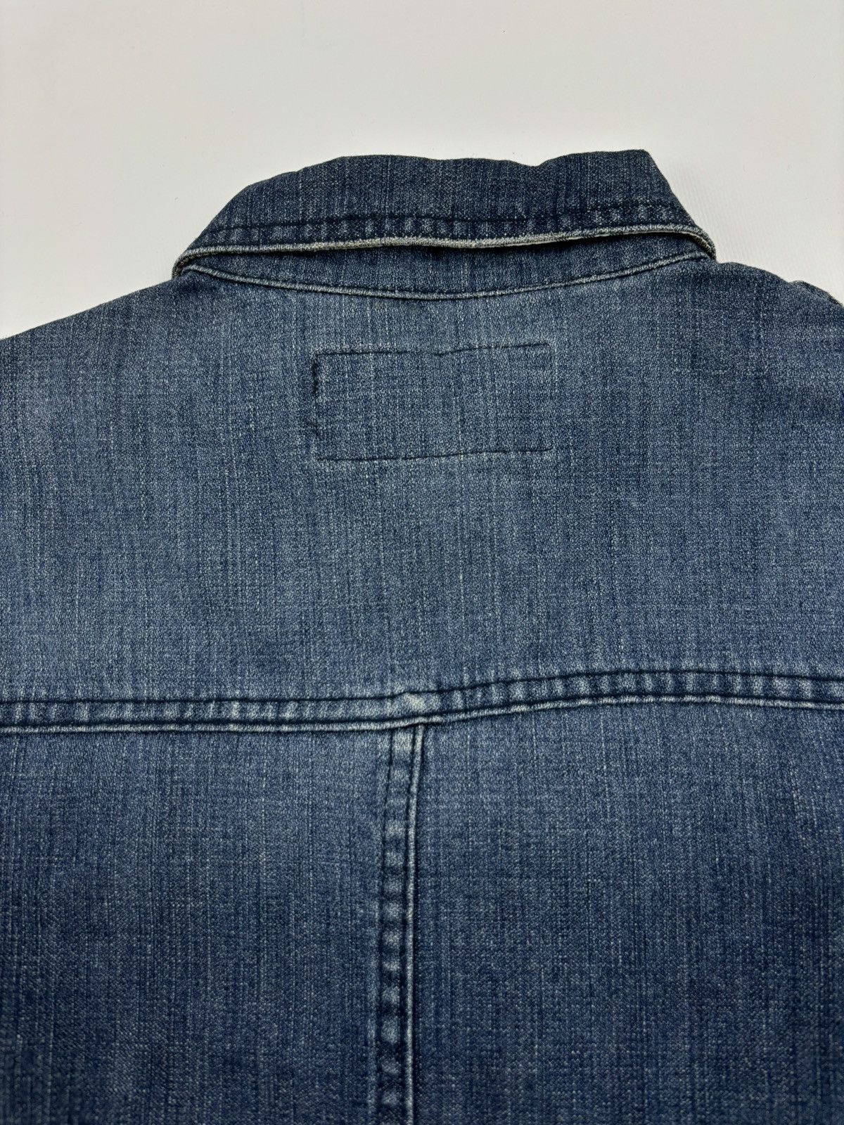 Burberry × Burberry Prorsum × Vintage BURBERRYS Nova Check Trim Denim Blue Trucker Buttons Jacket Jean Crop Bomber XS-S Size XS / US 0-2 / IT 36-38 - 23 Thumbnail