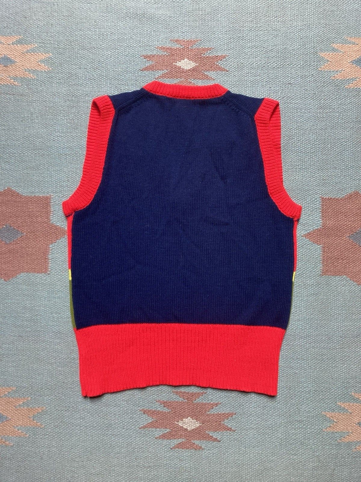 Vintage 80s acrylic knit sweater vest diamond geomet striped women M Size M / US 6-8 / IT 42-44 - 4 Thumbnail