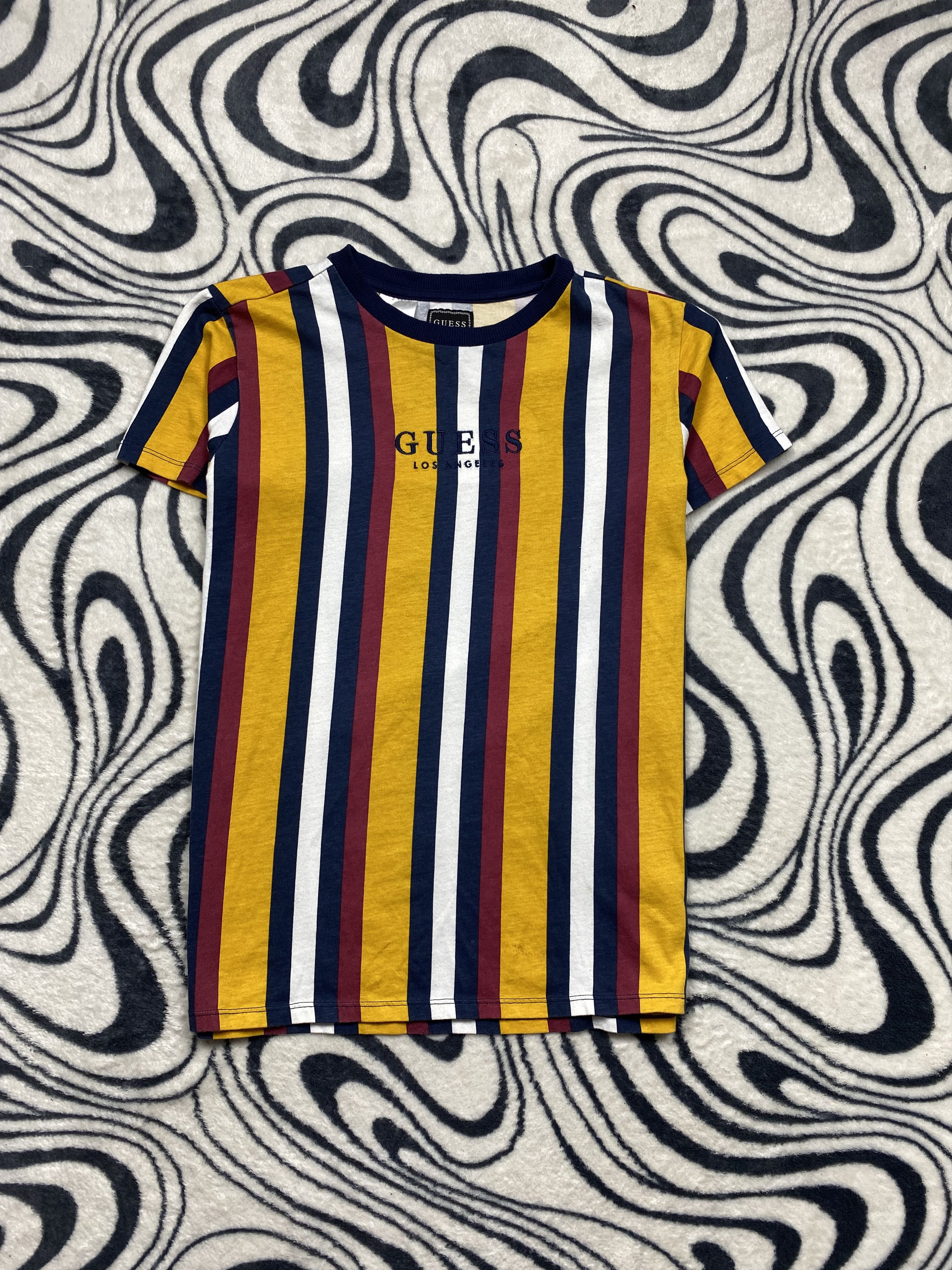 Guess Mens Striped T-Shirt Tee Y2K
