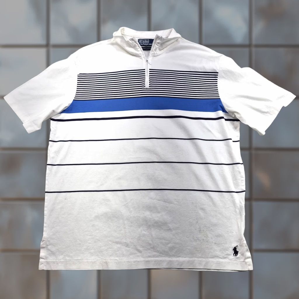 Polo Ralph Lauren Polo By Ralph Lauren Polo Shirt Mens Large White Stripe 1/4 Zip Golf Performance Size US L / EU 52-54 / 3 - 1 Thumbnail
