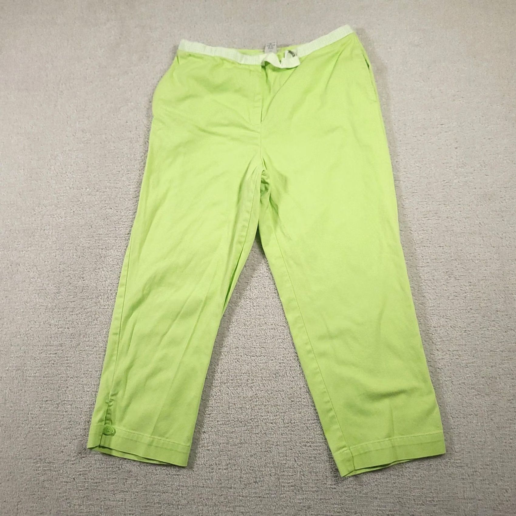 Vintage Duck Head Pants Womens 12 Green Stretch Casual Ankle Cropped Button Detail Pockets Size 34" / US 12 / IT 48 - 2 Thumbnail
