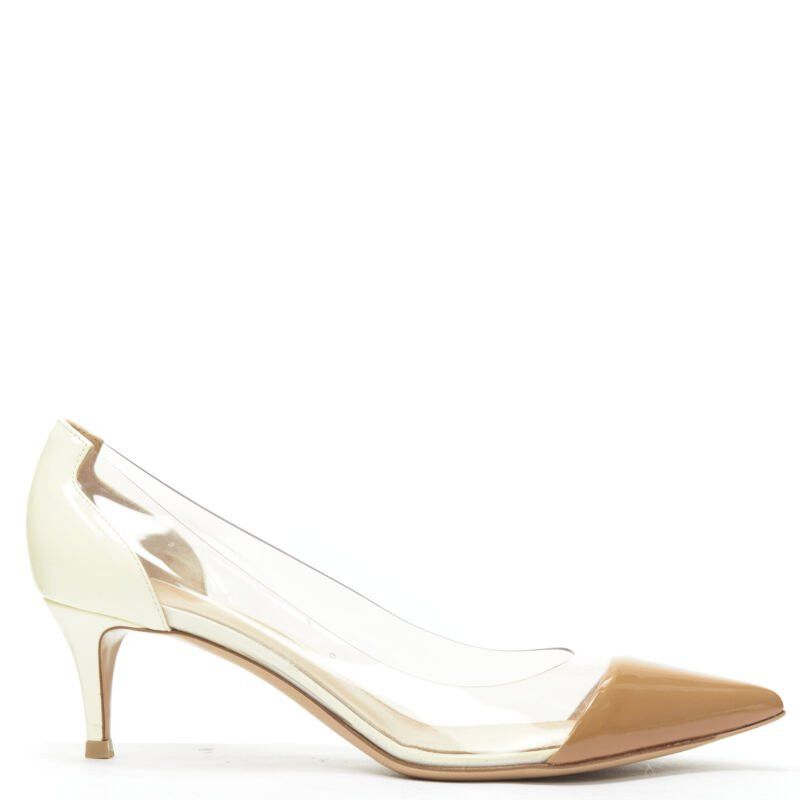 Gianvito Rossi GIANVITO ROSSI Plexi Vernice Powder cream patent PVC nude toe cap heel EU37.5 Size US 7.5 / IT 37.5 - 1 Thumbnail