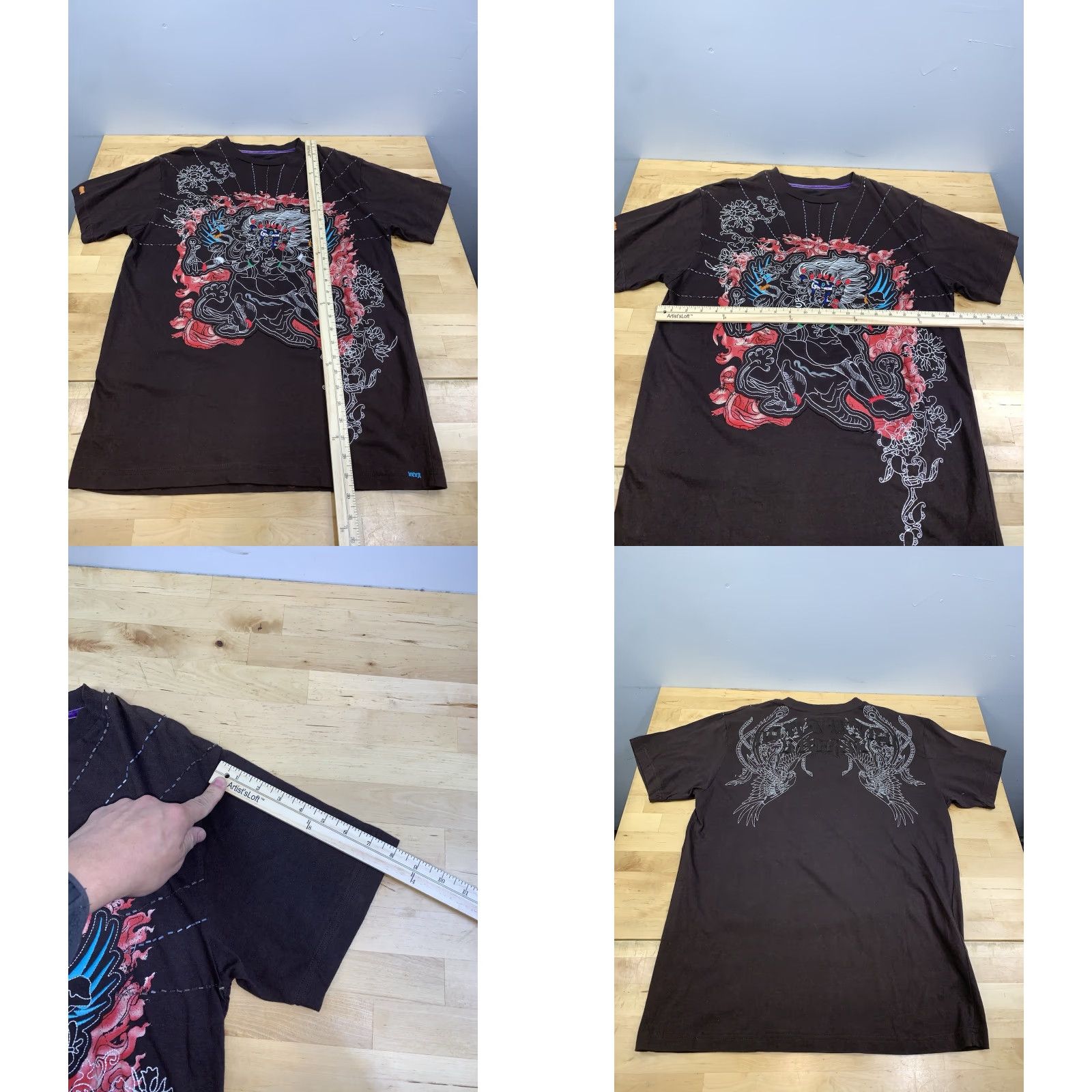 Vintage VINTAGE Downward Spiral T Shirt Mens L Brown Embroidered Wings Grunge 10999 Size US L / EU 52-54 / 3 - 8 Thumbnail