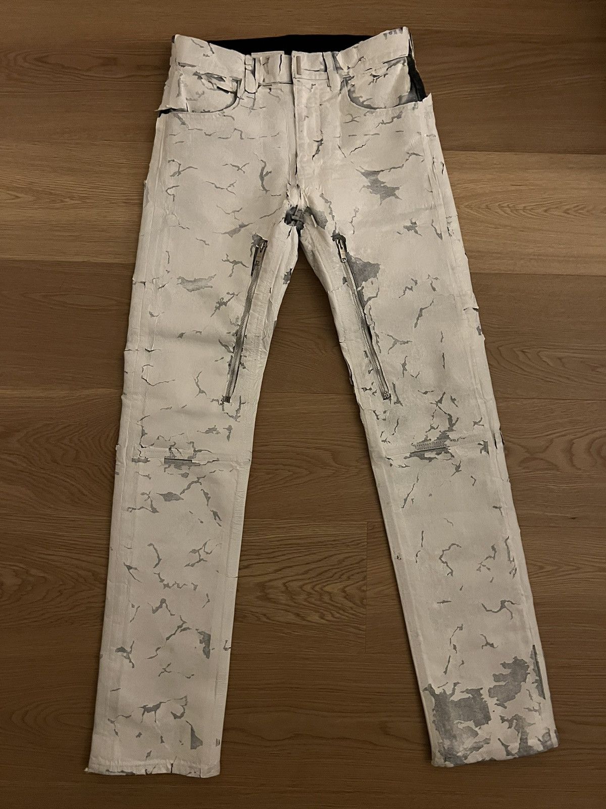 Givenchy × MMW Givenchy White Crackled Zip Jeans Size US 28 / EU 44 - 1 Thumbnail