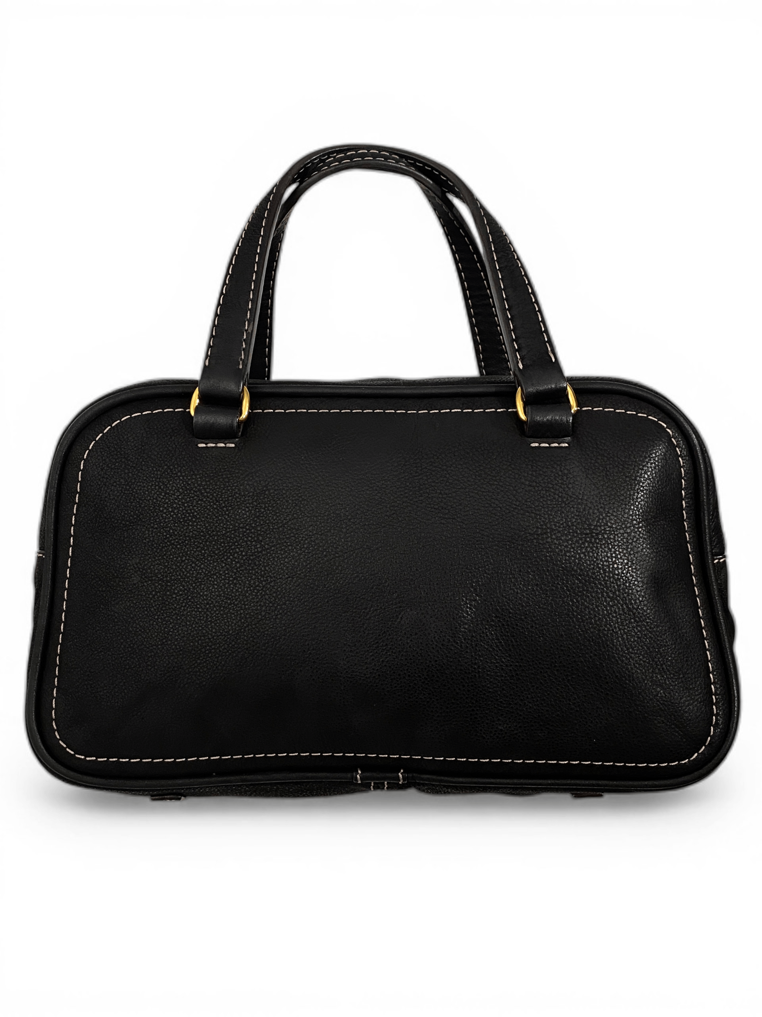 Loewe Loewe Anagram Logo Black Leather Black Bowling Tote Hand Bag Size ONE SIZE - 7 Thumbnail