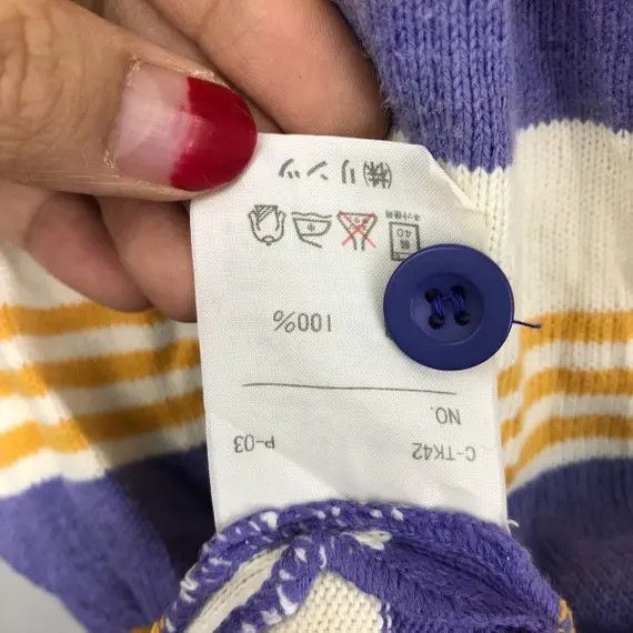 United Colors Of Benetton Vtg UNITED COLORS BENETTON Striped Henley Sweatshirt Sweater Size XL / US 12-14 / IT 48-50 - 5 Thumbnail