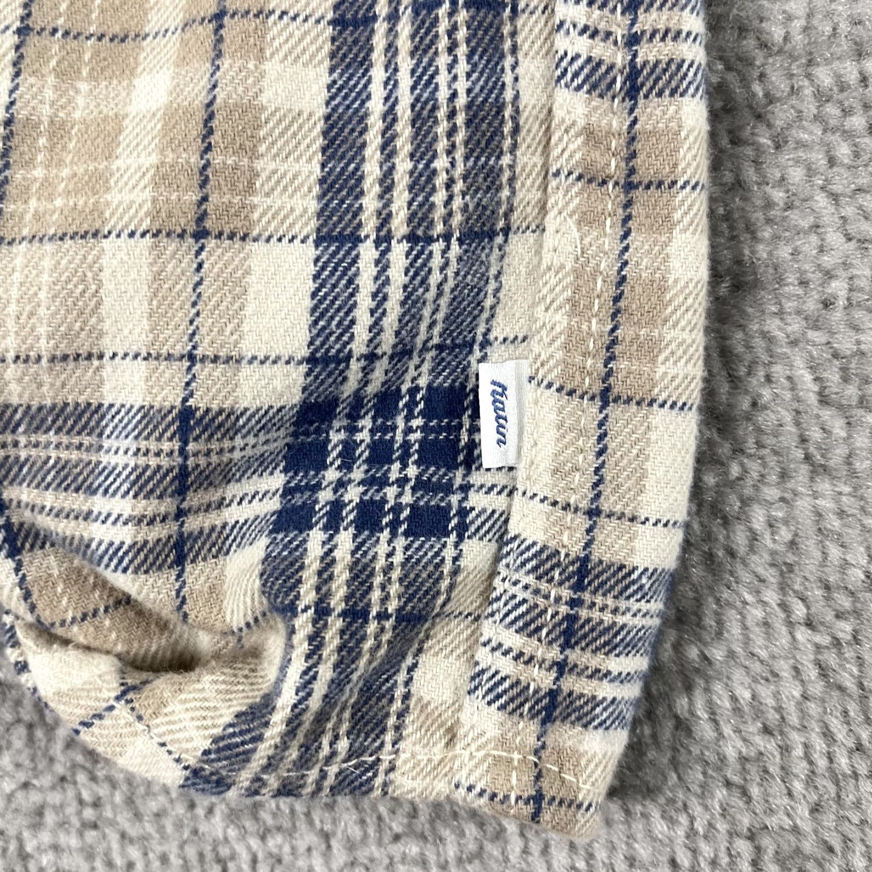Katin Katin Flannel Shirt Mens Large Brown Blue Plaid Button-Up Long Sleeve Regular Fit Size US L / EU 52-54 / 3 - 7 Thumbnail