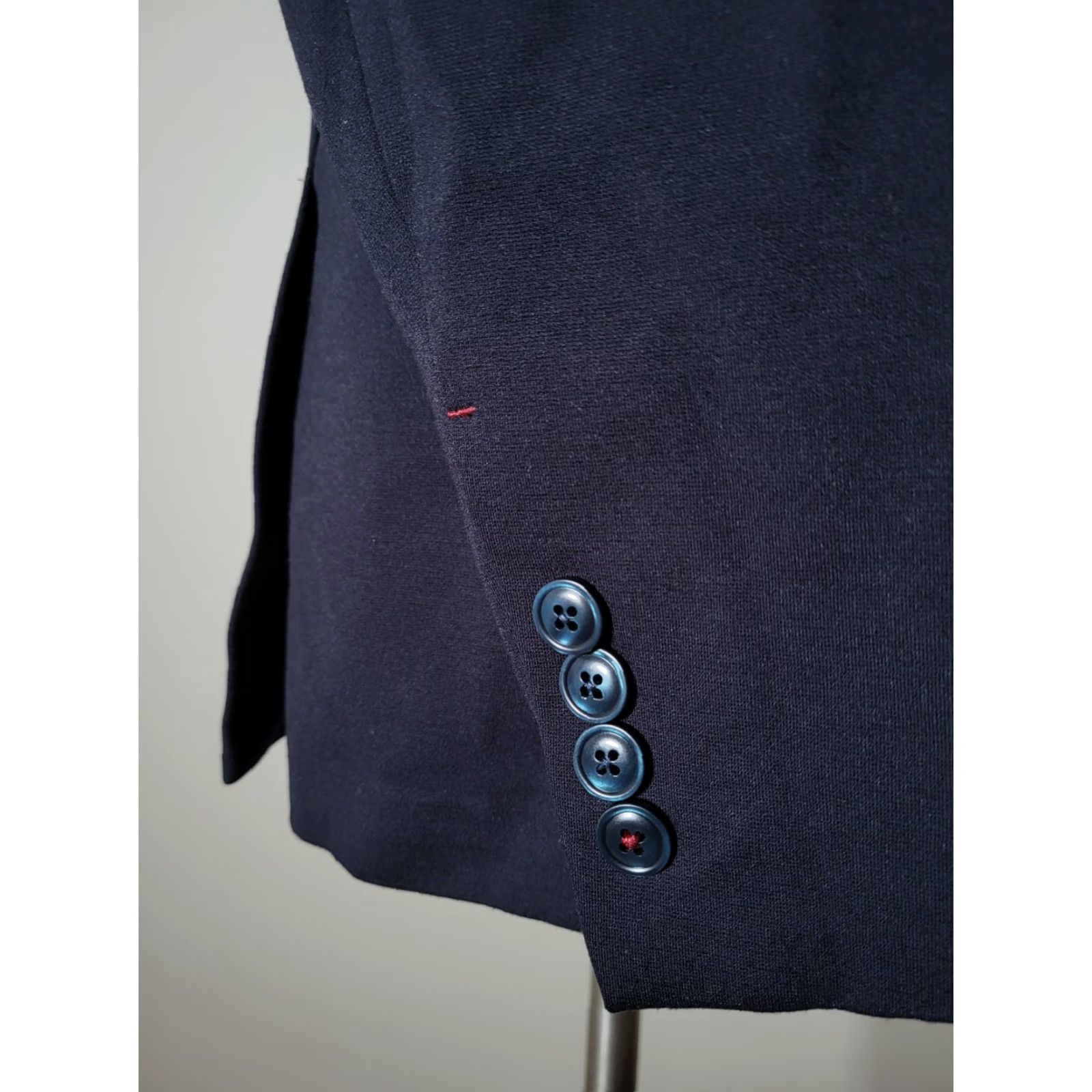 BUGATCHI BUGATCHI Blazer Jacket Single-Breasted Two-Button Knit Polyester Spandex Stretch / Notch Lapel / Regular Fit / Blue / XL / Men Size US XL / EU 56 / 4 - 4 Thumbnail