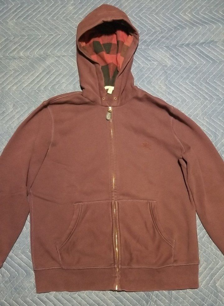 Burberry Maroon Burberry Brit Mens Zip Up Hoodie Size US XXL / EU 58 / 5 - 1 Thumbnail