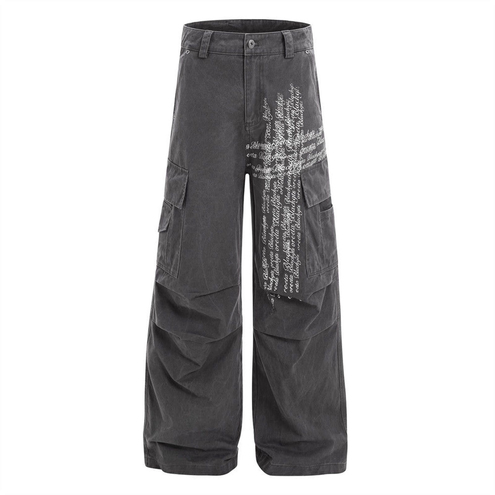 Other Gray Graphic Cargo Wide Leg Pants Size US 30 / EU 46 - 1 Thumbnail