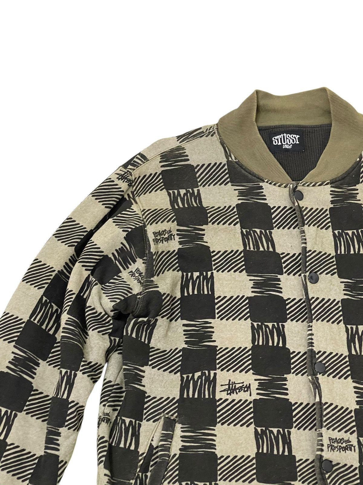 Japanese Brand Y2K Stussy Checker Varsity Jacket Sweatshirt 5🟩9 Size US L / EU 52-54 / 3 - 8 Thumbnail
