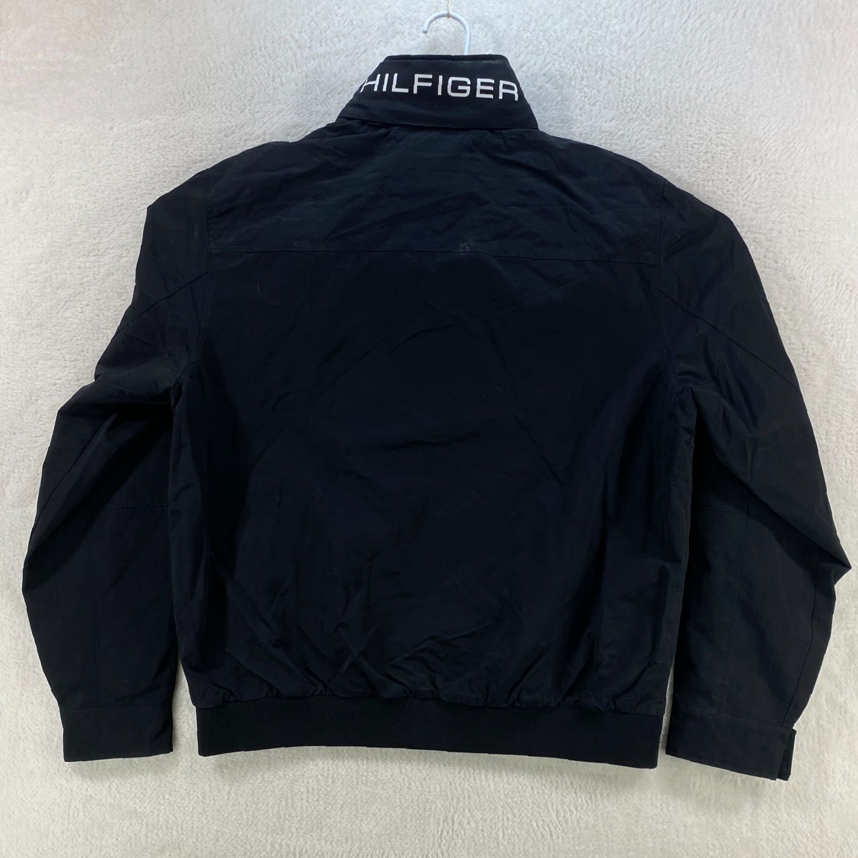 Tommy Hilfiger VINTAGE Tommy Hilfiger Hooded Black Nylon Jacket Full Zip Mens XL with Pockets Size US XL / EU 56 / 4 - 2 Thumbnail