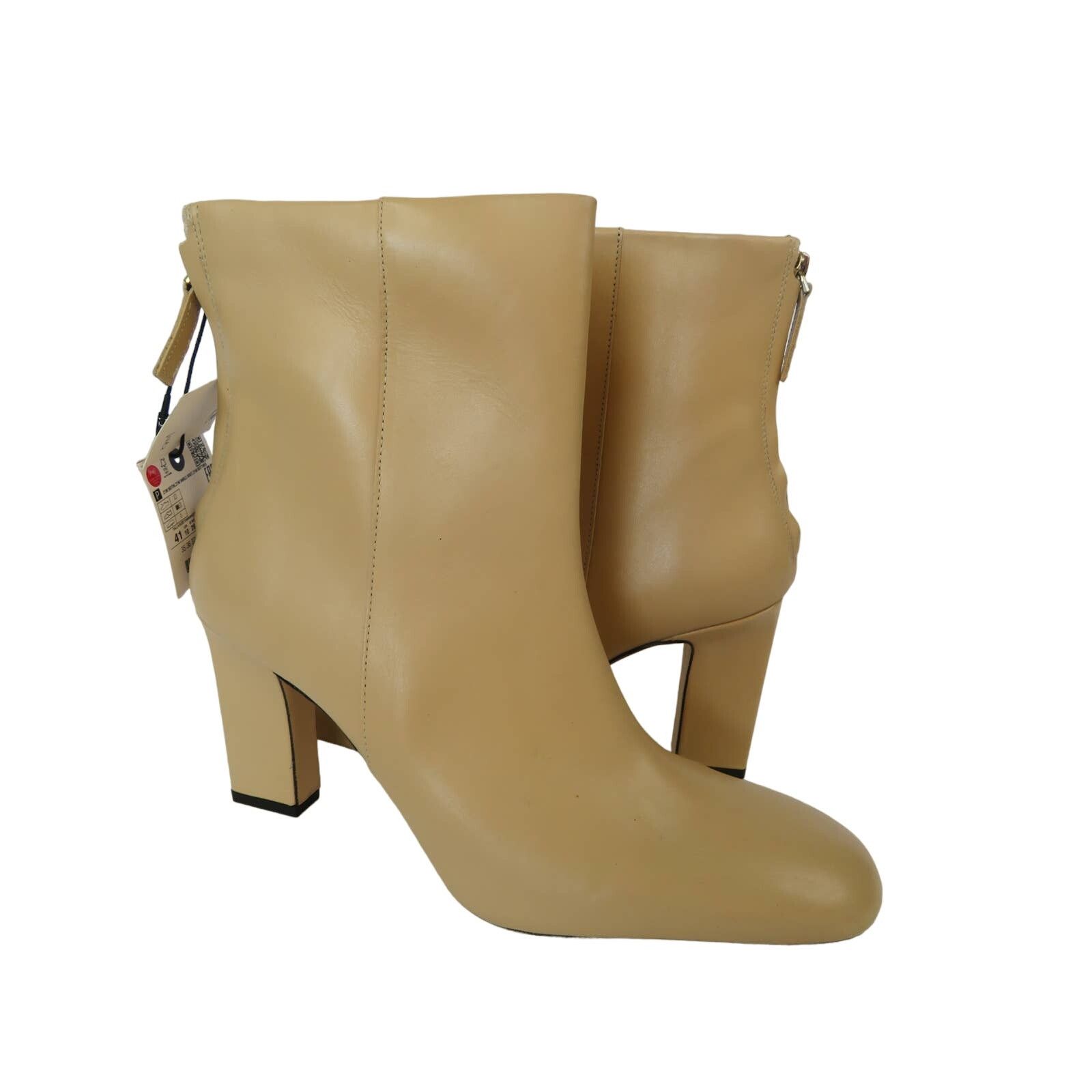 Zara Shoes Cream Suede Boots Zara ZARA Tan Leather Back Zip Square