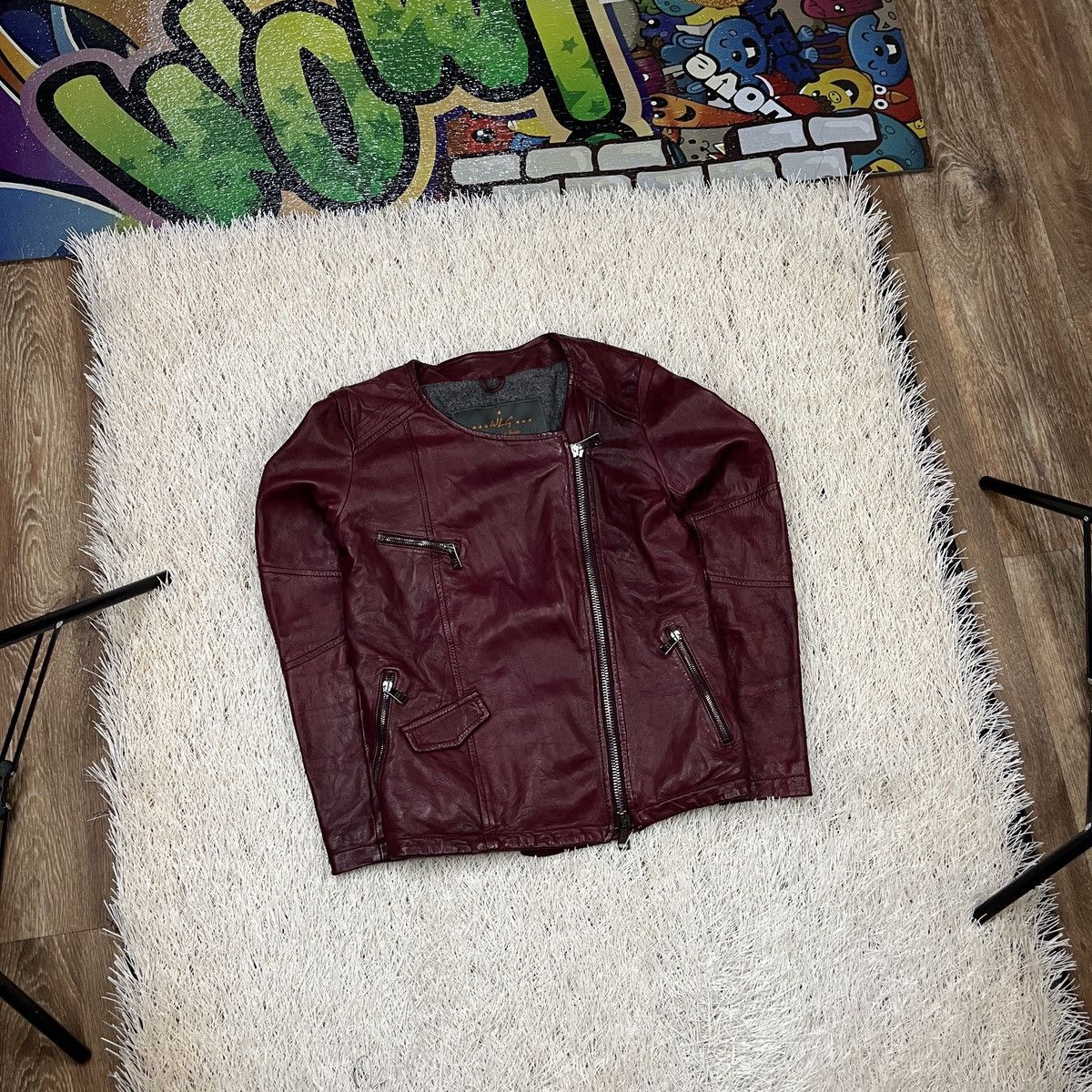 Giorgio Brato WLG lamb Leather Dirty Bikers Jacket size 40
