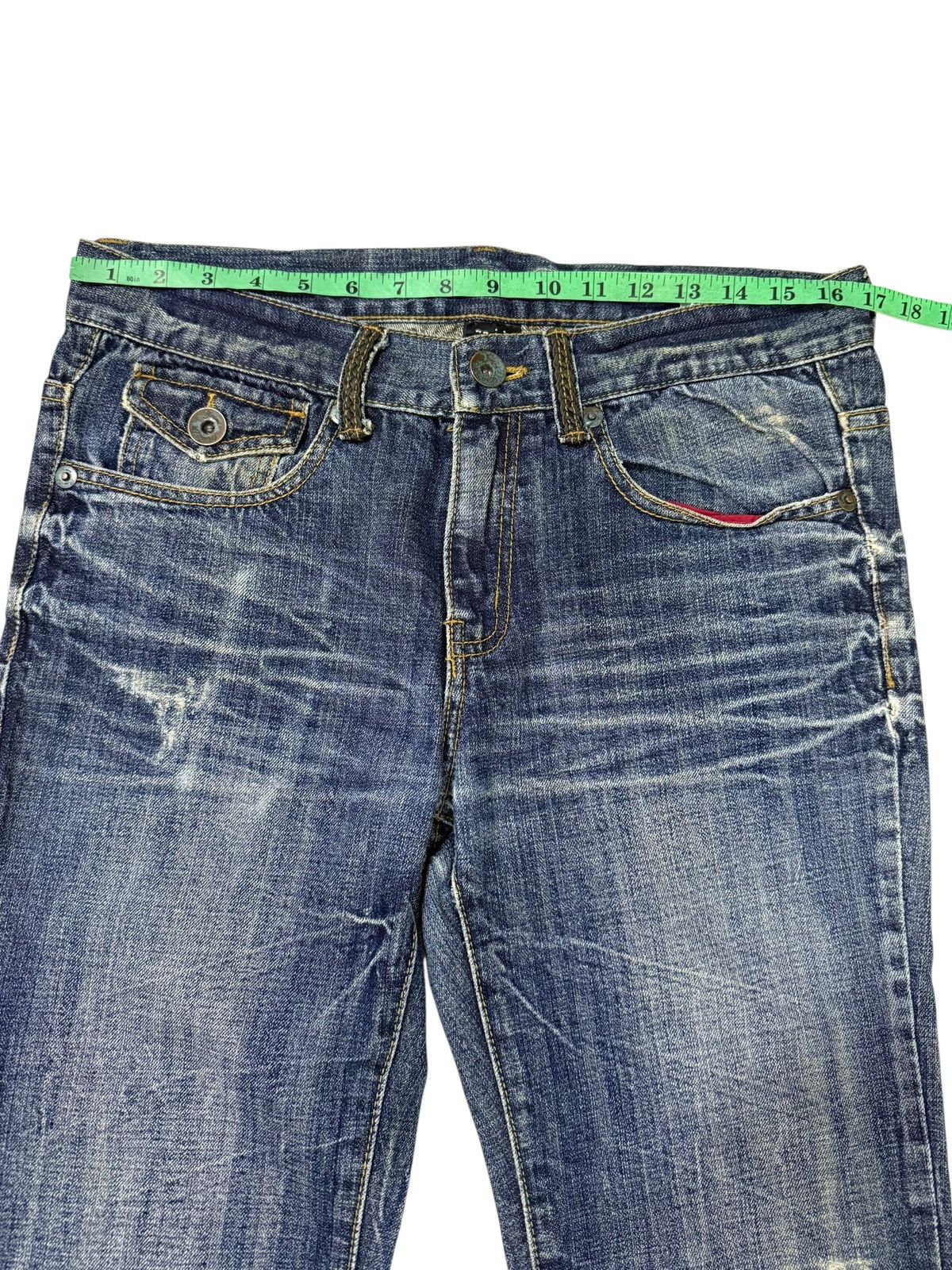 Japanese Brand Flared Jeans Russ.k Distressed Denim Nice Design Boot Cut Size US 33 - 8 Thumbnail