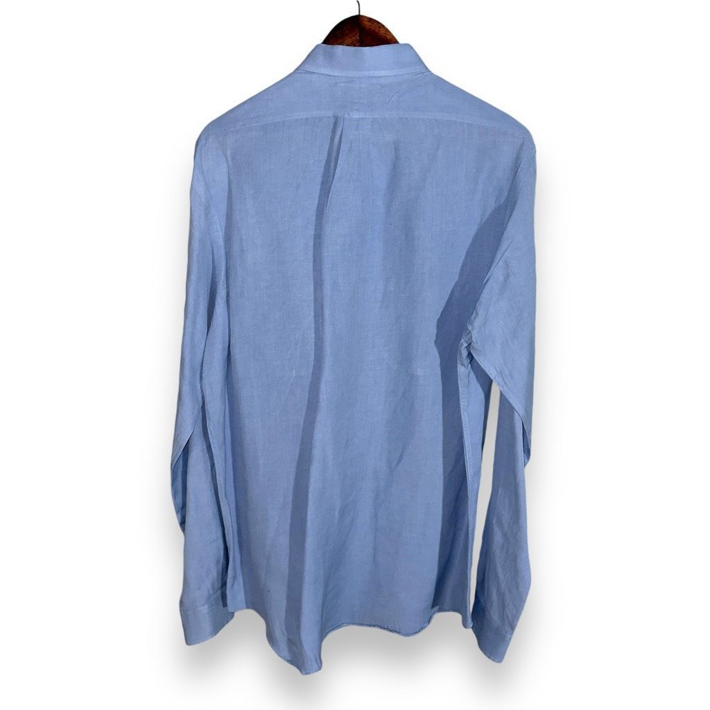 Polo Ralph Lauren Polo Ralph Lauren Sky Blue Silk & Linen Button Up Shirt L Size US L / EU 52-54 / 3 - 11 Thumbnail