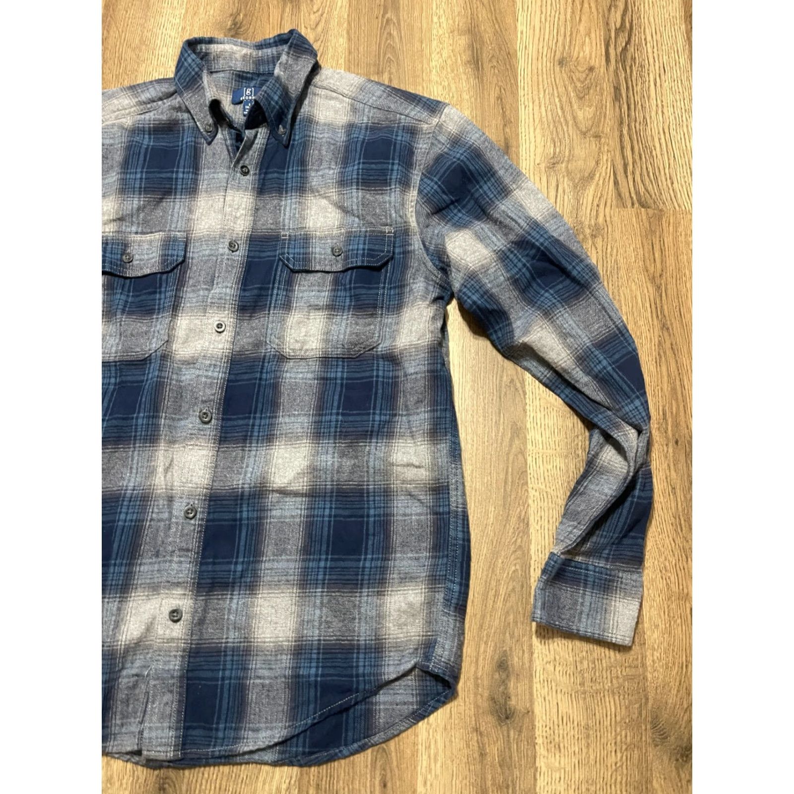 George George Shirt, Men's Small, Plaid, Button Up, Long Sleeve, Pocket, Blue Gray, Regular Fit, George, Men, Button-Up, Casual Size US S / EU 44-46 / 1 - 3 Thumbnail