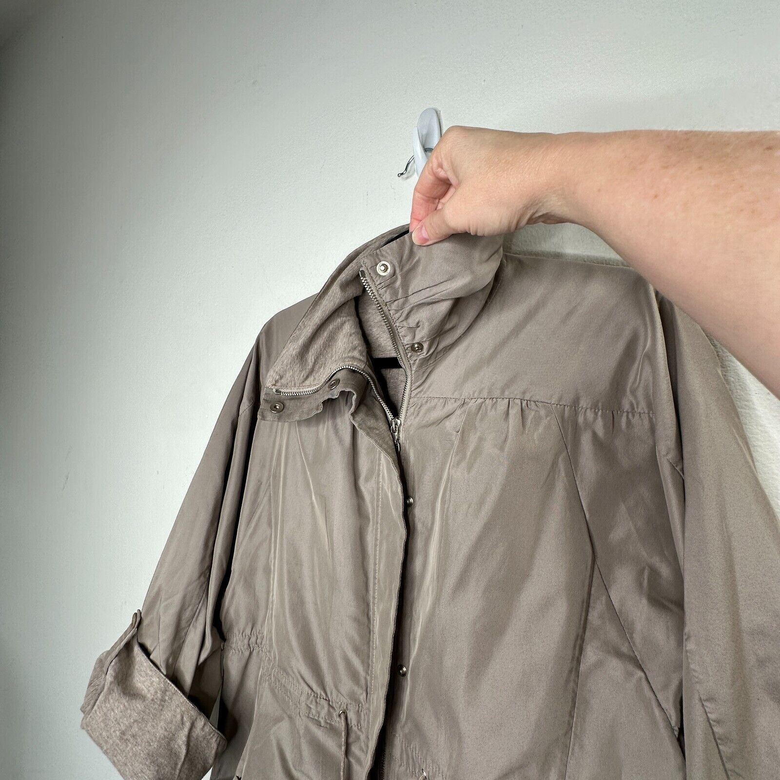 Brunello Cucinelli Brunello Cucinelli Taupe Snap Zip Cinch-Waist Jacket 46 Size L / US 10 / IT 46 - 5 Thumbnail
