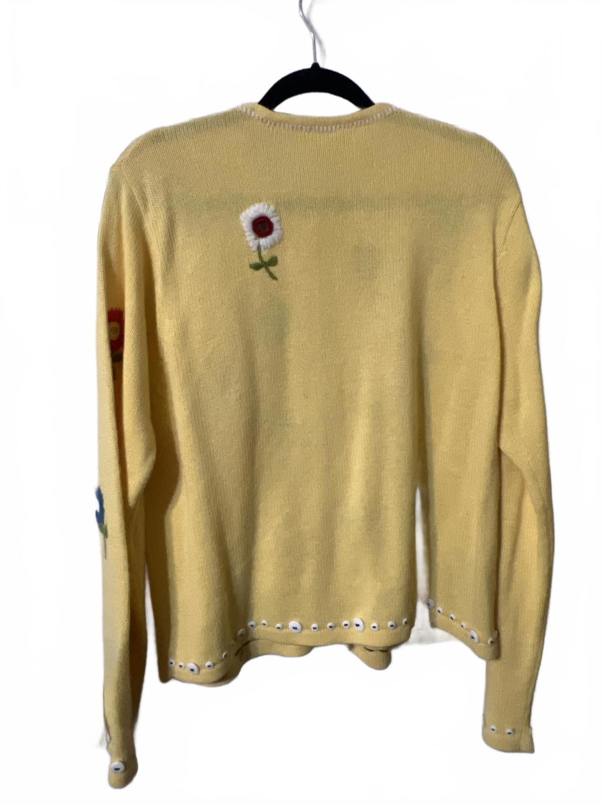 Unknown London Vintage Yellow Floral Embroidered Cardigan XL Cottagecore Size XL / US 12-14 / IT 48-50 - 4 Thumbnail