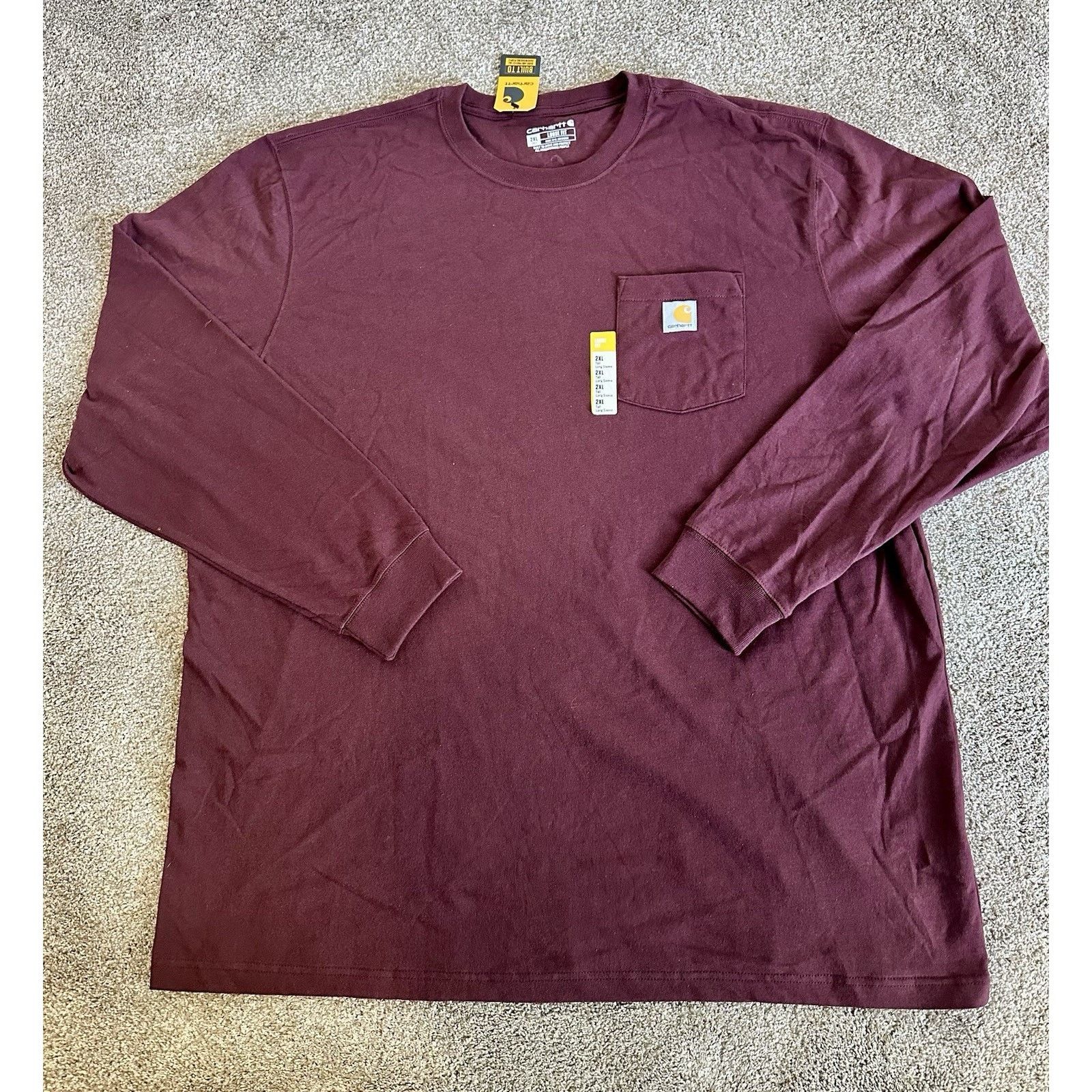 Carhartt NEW CARHARTT LONG-SLEEVED TSHIRT LOOSE FIT maroon XXL Size US XXL / EU 58 / 5 - 1 Thumbnail