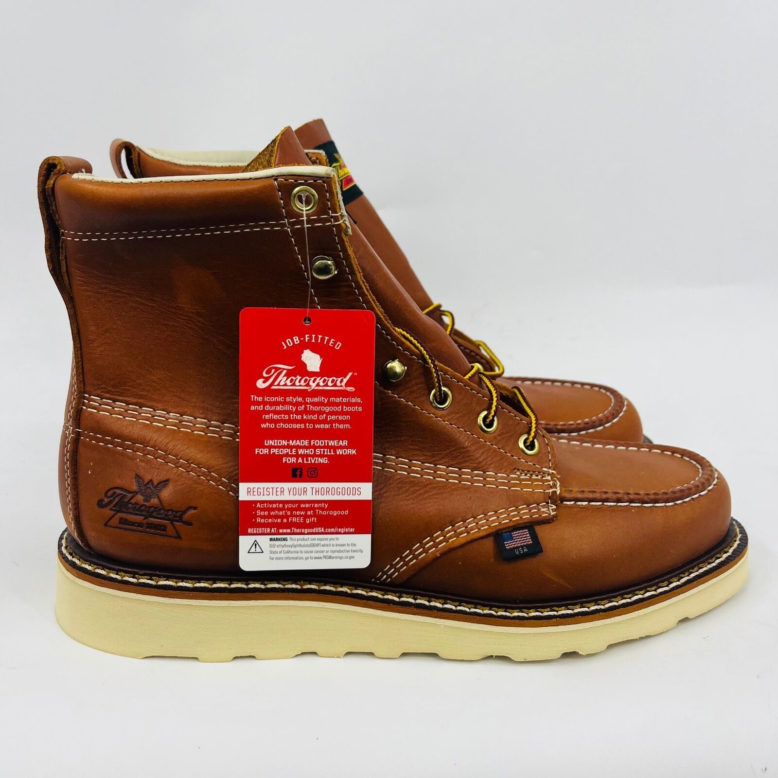 Thorogood THOROGOOD AMERICAN HERITAGE 6″ TOBACCO STEEL BOOTS SIZE 10EE Size US 10 / EU 43 - 1 Thumbnail