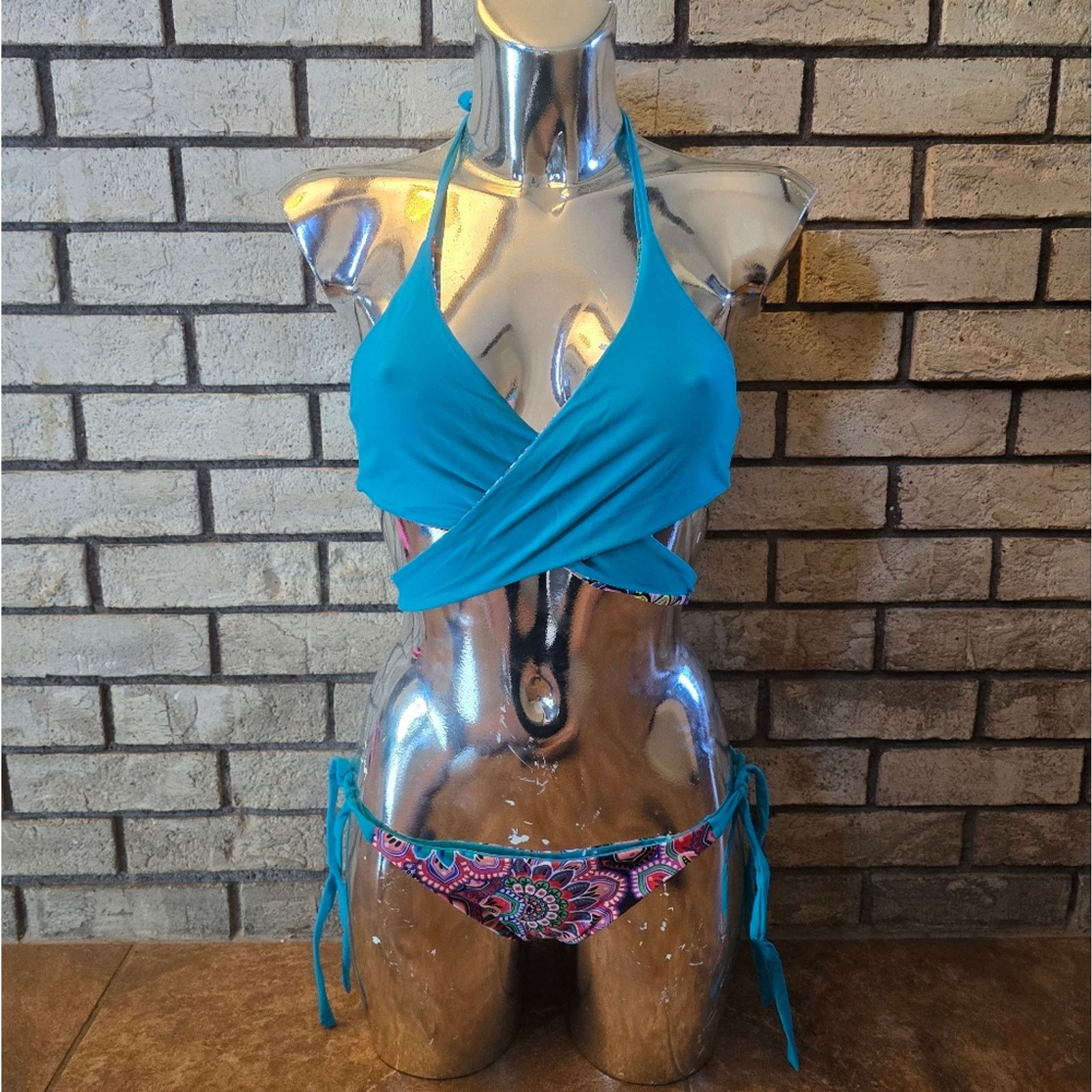 Other Teal Flower | FYS | CoralCoast×Maya Reversible Bikini Set Size ONE SIZE - 1 Thumbnail