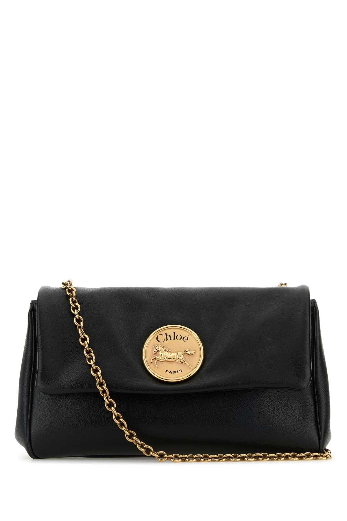 Chloe Black Leather Heritage Shoulder Bag, Women's