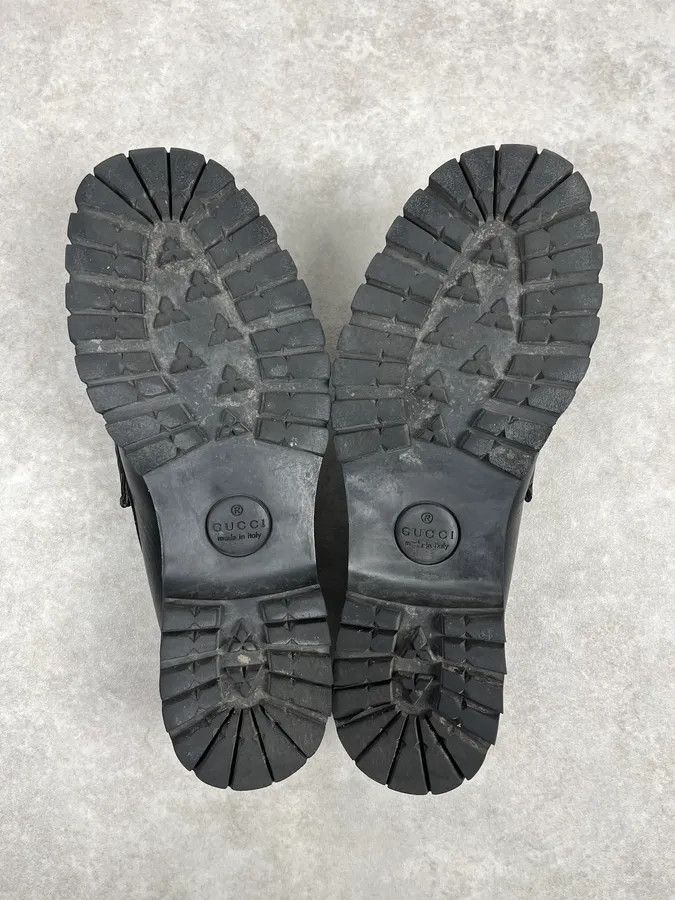 Gucci Gucci Black Signature Leather Loaffers Size US 13 / EU 46 - 9 Thumbnail