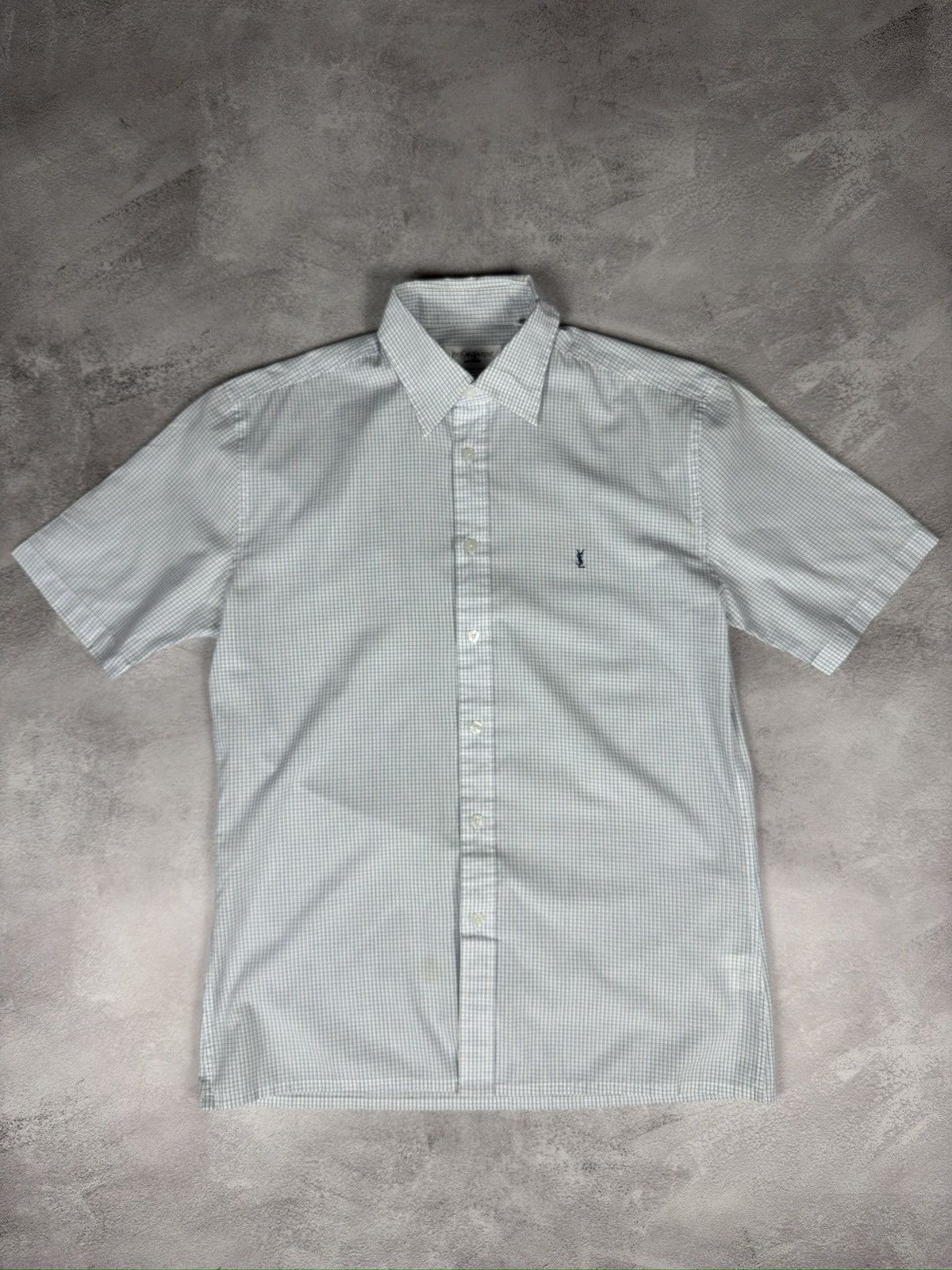 Yves Saint Laurent Vintage Yves Saint Laurent Short Sleeve Checkered Shirt Logo Size US M / EU 48-50 / 2 - 1 Thumbnail