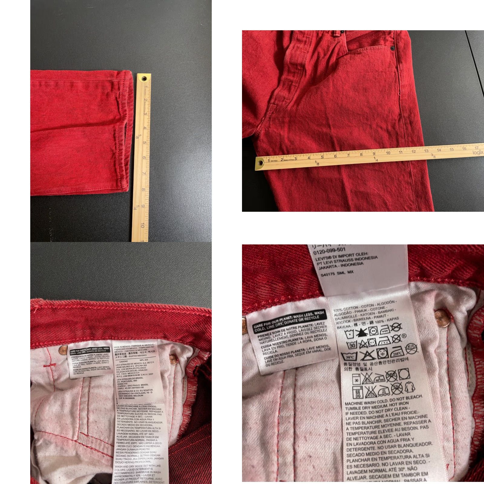 Levi's Levi's 501 XX Jeans Men 36 x 29 Red Denim Button Fly Straight Vintage Grunge Retro 5-Pocket Mens (Regular) Regular None Size US 36 / EU 52 - 8 Thumbnail