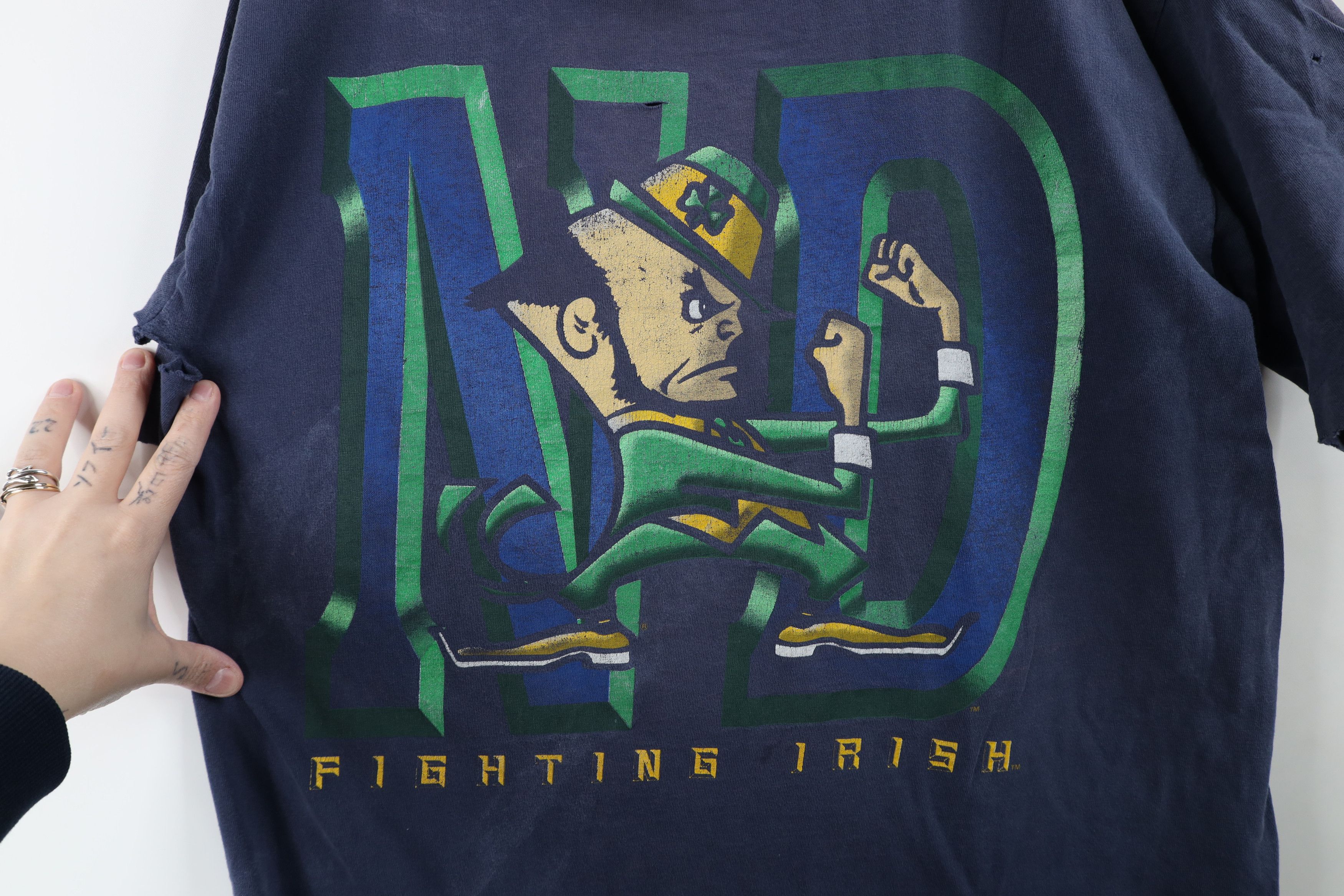 Vintage Vintage 90s Big Logo Notre Dame University T-Shirt Blue Size US L / EU 52-54 / 3 - 11 Thumbnail