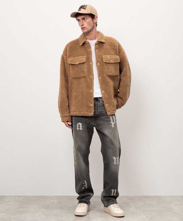 Palm Angels o1s22i1n1224 Teddy Bear Themed Over Shirt in Beige Size US M / EU 48-50 / 2 - 2 Thumbnail