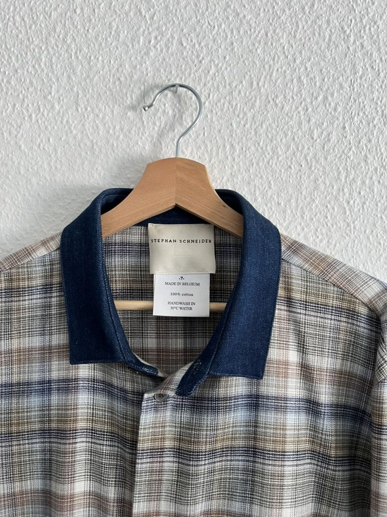 Stephan Schneider Stephan Schneider Plaid Shirt Denim Collar Size 7 L Size US L / EU 52-54 / 3 - 3 Thumbnail